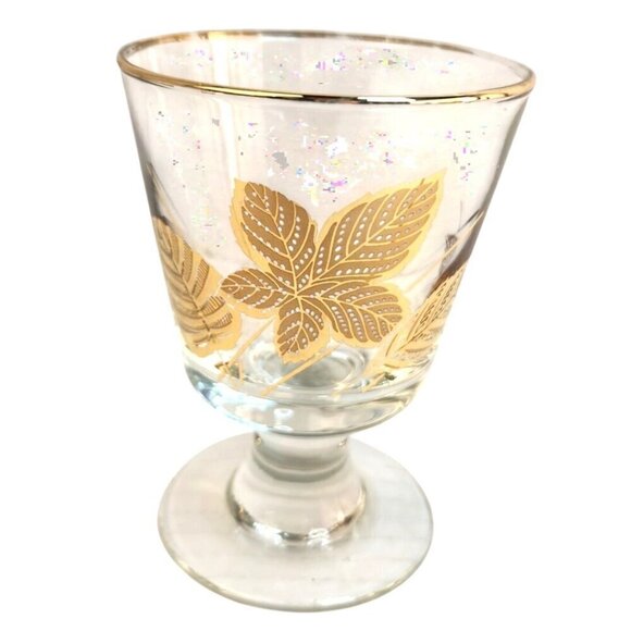 Libbey Footed Glass With 22K Gold Leaf Design Cordial or Desert Glass 4.25" x 3" - Picture 4 of 5